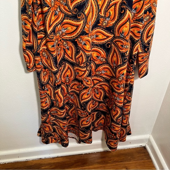 Lularoe Sarah Duster Open Cardigan Orange Paisley M - Picture 8 of 10